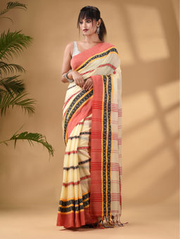 Arhi - Light Yellow Cotton Handwoven Saree with Unstitched Blouse