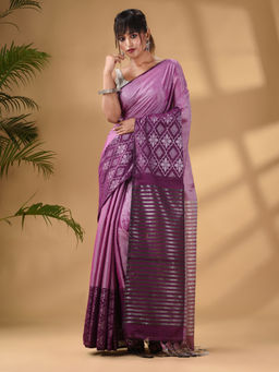 Arhi - Purple Tissue Handwoven Saree with Unstitched Blouse