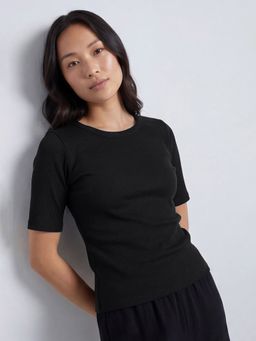 max - Black Women Solid Round Neck Stylish Everyday Stylish Everyday Top