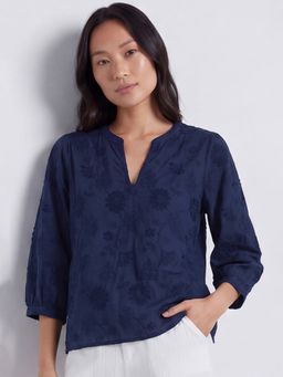 max - Blue Women Half Sleeves Half Sleeves Easy Comfort Fashionable Top