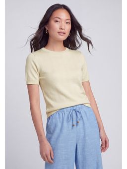 max - Off Women White Solid Round Neck Premium Casual Modern Top