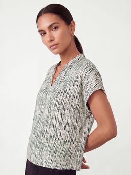 max - Cream Women Printed Collar Neck Modern Casual Relaxed Top