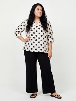 max - Cream Women Printed Round Neck Premium Casual Modern Top