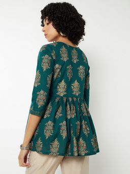 max - Teal Women Floral Square Neck Stylish Everyday Comfort Fit Top