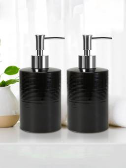 Anko - Ribbed 2 Soap Dispensers Black