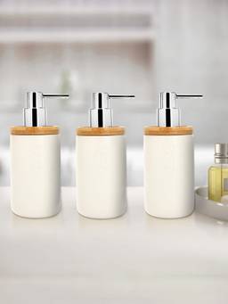 Anko - Bamboo White Soap Dispenser- 3Pcs
