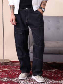 Campus Sutra - Men'S Dark Blue Panelled-Utility Denim Jeans