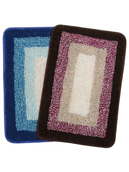 Saral Home - Soft Cotton Bathmat Set of 2 (Turquoise & Brown, 35 x 50 cm)