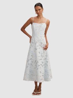 Forever New - Millie Petite Blue Embroidered Midi Dress