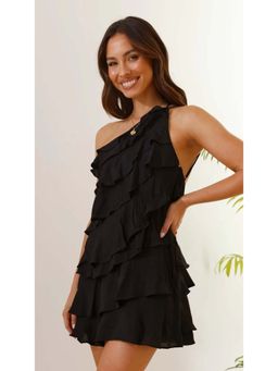 MISS MOSA BY AKANKSHA - Alice Ruffle Backless Mini Dress Black