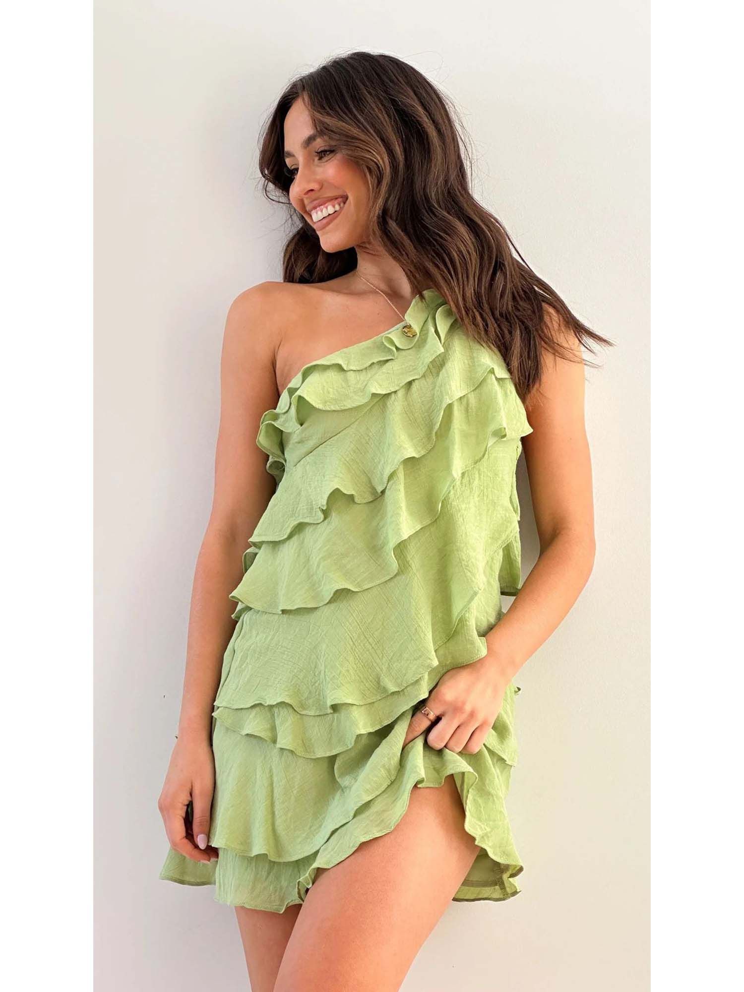 Alice Green Ruffle Backless Mini Dress-picture-28