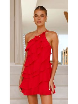 MISS MOSA BY AKANKSHA - Alice Ruffle Backless Mini Dress Red