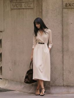 MISS MOSA BY AKANKSHA - Aveline Statement Midi Dress Beige