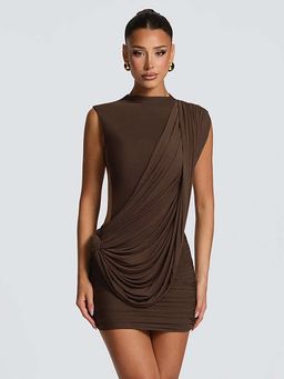 MISS MOSA BY AKANKSHA - Bruno Backless Mini Dress Brown