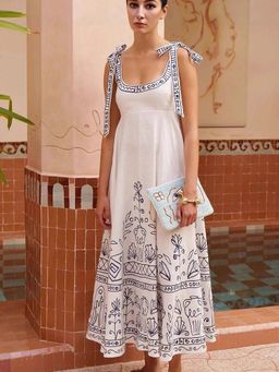 MISS MOSA BY AKANKSHA - Diane Printed Midi Dress White
