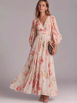 MISS MOSA BY AKANKSHA - Hannah Floral Maxi Dress Off White