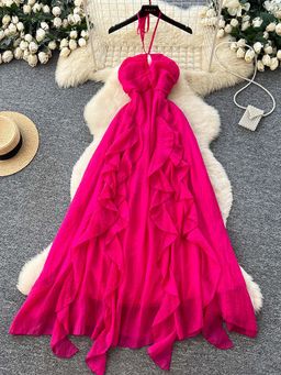 MISS MOSA BY AKANKSHA - Maelle Ruffle Maxi Dress Pink