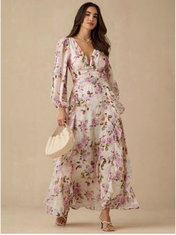 MISS MOSA BY AKANKSHA - Nelia Floral Maxi Dress Beige
