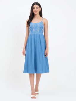 Madame - Blue Denim Smocked Cami Dress