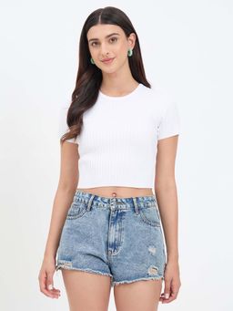 Madame - Off White Knitted Crop Top