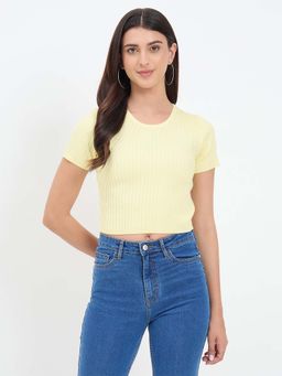 Madame - Pastel Yellow Knitted Crop Top