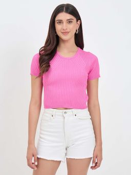 Madame - Pink Knitted Crop Top