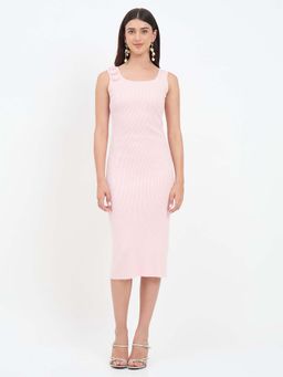 Madame - Powder Pink Cotton Knit Dress