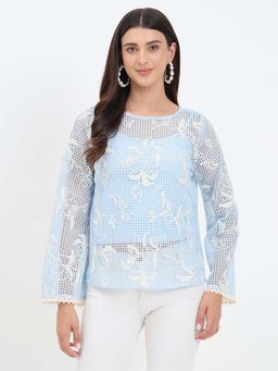 Madame - Blue Textured Top