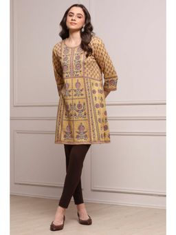 Biba - Women Yellow Blended Printed Kurti