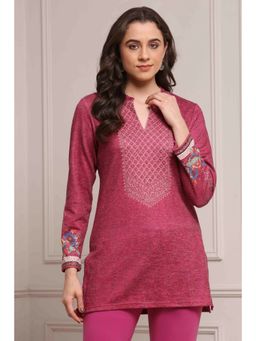 Biba - Women Pink Blended Printed Kurti