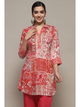 Biba - Women Multi-Color Viscose Straight Printed Short Kurti