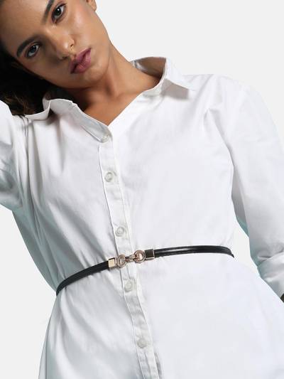 Womens Twisted Ring Sleek Belt - Midnight Black