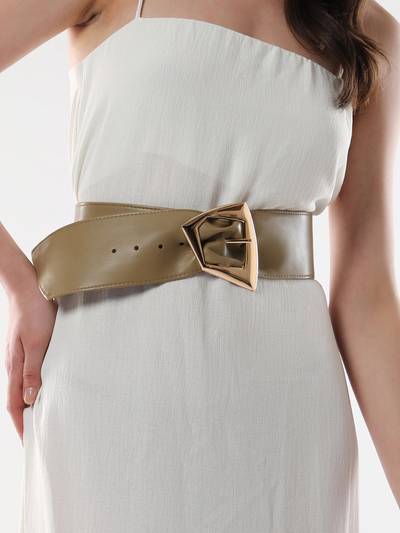 Womens The Volcan Buckle Belt - Ecru Beige
