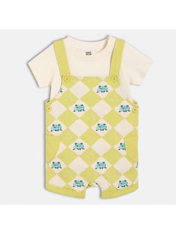 MINI KLUB - Cotton Half Sleeves Animal Printed Dungaree with T-Shirt