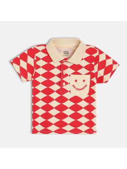 MINI KLUB - Cotton Half Sleeves Geometric Printed Polo T-shirt