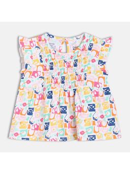 MINI KLUB - Cotton Half Sleeves Abstract Printed Dress