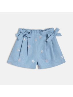 MINI KLUB - Girls Cotton Floral Embroidery Shorts