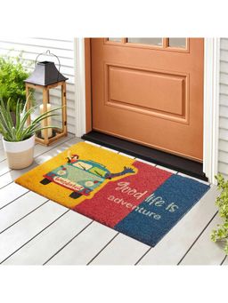 HomeTown - Good Life Is Adventure Printed Coir Doormat 40X60 cm In Multi Colour