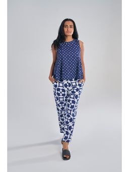TERRA LUNA - Blue Printed Doda Pant