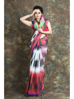 Arhi - Multicolour Ikkat Handloom Saree with Unstitched