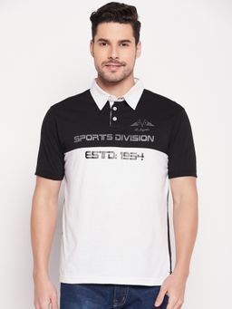 Club York - Men White Colourblocked Polo Collar T-shirt