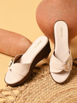 ROCIA - By Regal Cream Women Slip On Wedges