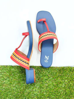 The Madras Trunk - Blue Amara Block Heel Kolhapuris
