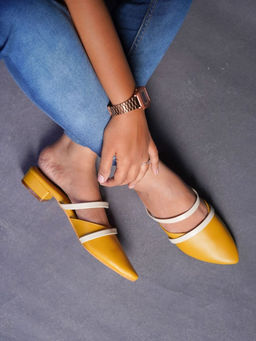 The Madras Trunk - Yellow Harley Mules Heels