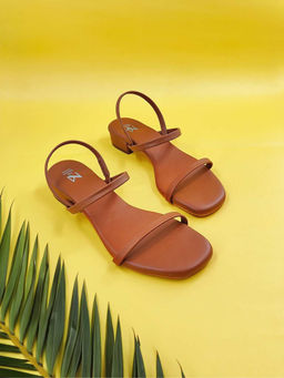 The Madras Trunk - Brown Kadal Block Heels Sandals
