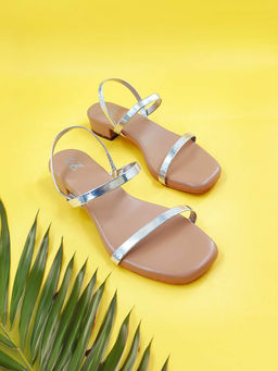 The Madras Trunk - Silver Kadal Block Heels Sandals