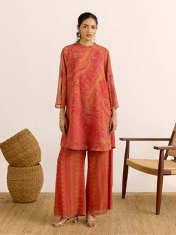 Aarke Ritu Kumar - Rust Paisley Round Neck Co-ord Set