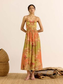 Aarke Ritu Kumar - Multi-Color Floral Shoulder Straps Dress