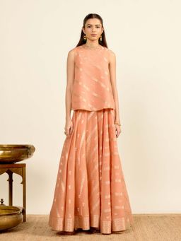 Aarke Ritu Kumar - Peach Printed Round Neck Co-ord Set