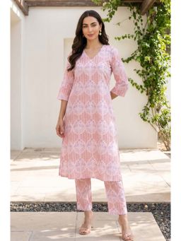 W - Pink Floral V-Neck Co-ord Set